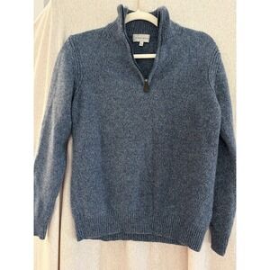 Neiman Marcus Men's 100% Cashmere 1/4-Zip Sweater Marled Blue  Medium